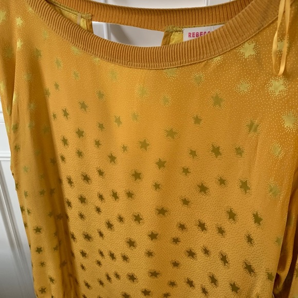 Rebecca Taylor Mustard Blouse with Gold Stars - S - Picture 4 of 6